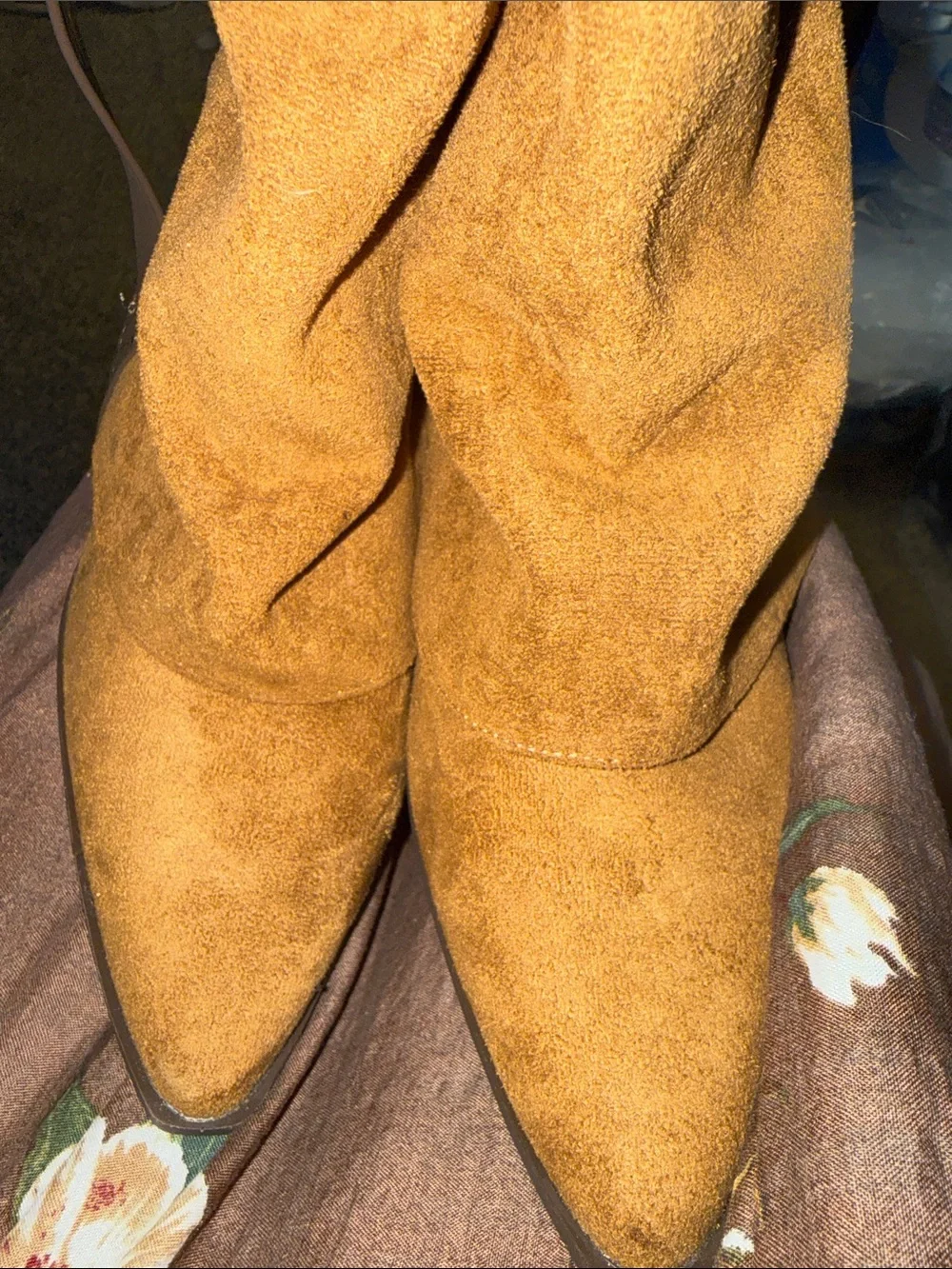 Women's Tall Suede Slouch Boots in Brown